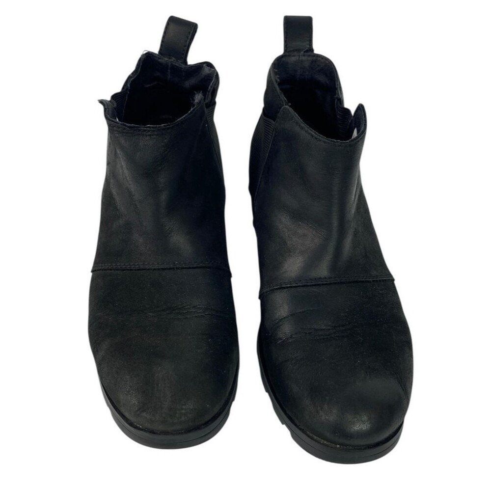 Sorel Boots Womens Size 8 EU 39 Black Leather Chelsea Ankle Pull On NL2671-010